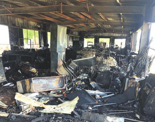 A fire gutted a building at Abbieland Antiques on Hwy. 237 between Warrenton and Round Top. Photo courtesy of RT-W Fire Chief Frankie Srubar