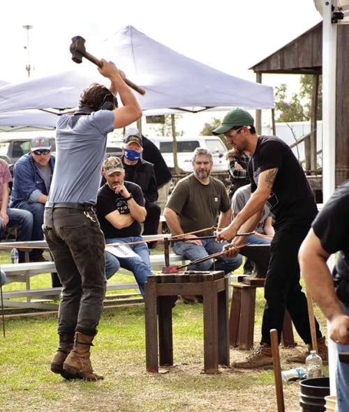 A shot from one of the previous blacksmithing demonstrations at the Texas Czech Heritage and Cultural Center of La Grange.