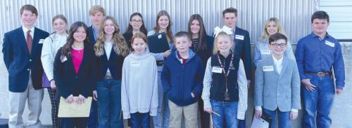Pictured front from left is: Mackenzie Poncik, Harper Mau, Kylee Hoffmann, Kaden Raabe, Sawyer Mau, and Roan Willrich; back row: Cooper Mau, Eva Shaw, Austin Nedbalek, Tori Newton, Elena Supak, Madeline Willrich, Kandon Kaspar, Addison Faske, and Logan Poncik.
