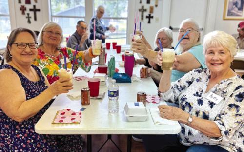At the recent membership drive in Flatonia, new and well-seasoned members enjoyed ice cream cake donated by Dairy Queen and Coke floats sponsored by Crown Hospice.