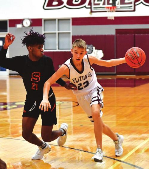 Flatonia’s Duke Sodek works around the Somerville defense to get to the goal in the second half of Tuesday’s game. Photo by Stephanie Steinhauser