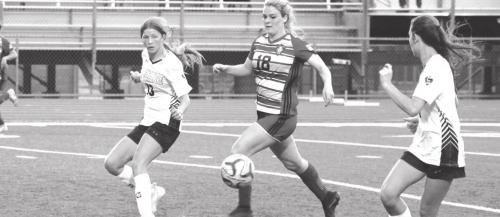 La Grange’s Ellee Sodolak, left, was named Defensive Player of the Year in District 25-4A.