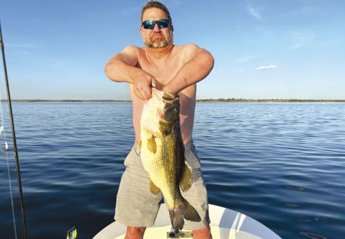 James Patlovany caught this black bass weighing 9 lbs. 10 ozs. and 27 in. long at Lake Fayette on March 2.