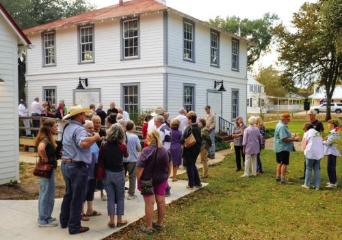 A big crowd of mostly members from Bethlehem Lutheran Church wait outside the courthouse for the Town Council meeting to start last Thursday. Photo by Andy Behlen
