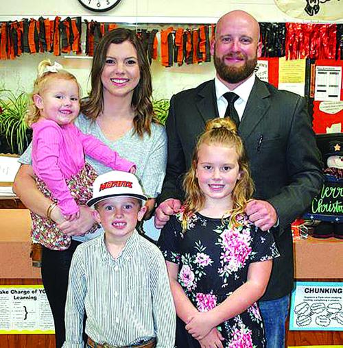 The new Schulenburg Athletic Director and Head Football Coach Luke Hobbs, with his wife Savanna and their three children: Sadie, Shane and Presley.