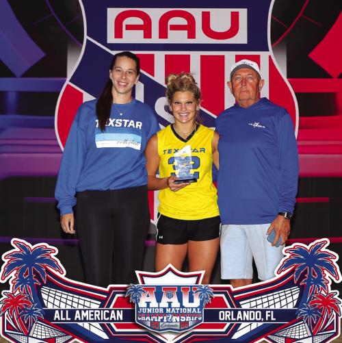 Ashtyn Smith, center with her coaches Blair Gillard Riley, left, and Milton Koller, right.