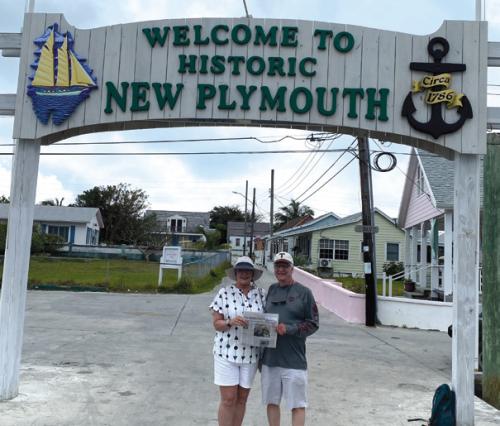 Sherry and Mark Hebert of La Grange, celebrated early his milestone birthday of 70 years young staying at the Bluff House Resort &amp; Marina on Green Turtle Cay, Abeco, the Bahamas. They’re pictured here at the ferry landing in New Plymouth.