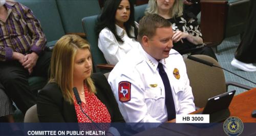 Fayette County EMS Director Josh Vandever, right, testified before the Texas House Committee on Public Health in favor of HB 3000, a bill that could provide rural counties like Fayette with $350,000 toward the purchase of ambulances.