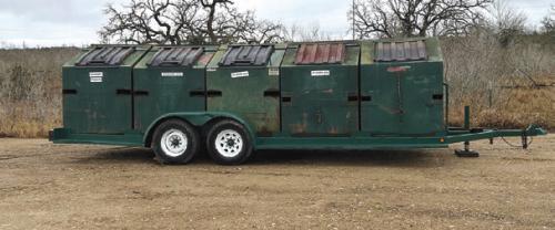 The recycle trailer in Warda is now located across from the Fellowship Hall of Holy Cross.