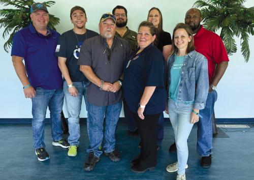 Pictured from left: Ofc. Whited-Schulenburg PD; MH Dep. Lopez-Colorado Co. SO; Inv. Bennett-Fayette Co. SO; CIT Inv. Castleberry-Fayette Co. SO; Corrections Ofc. Connie Tofel-Fayette Co. SO; Inv. Sgt. Lala-Fayette Co. SO; Cheryl Pekar-Red Door Fund for Mental Health; and Johnathan Lemuel-Bluebonnet Trails Jail Diversion.