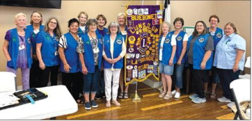 Bluebonnet Lions in attendance left to right, Rochelle Tyler, Tammy Oehlke, Lynnette Boyd, Suzette Zarr, Dale Throckmorton, Sherry Dittrich, Rhonda Koether, Cheri Collision (President), Gracie Albright (Secretary), Carolyn Buchanek, Jeannie Bertsch (Vice President), Krystle Bloodsworth, Loretta Ulrich (Treasurer) and Deborah Hinkley. Hinkley received a pin for 20 years of service and Dale Throckmorton received the Martin Jones Fellowship Award.