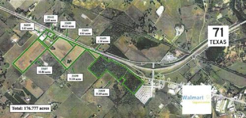 The City of La Grange presented this map at the City Council meeting Monday showing properties west of town that could potentially be annexed and served by a new sewer line.