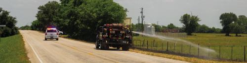 Round Top-Warrenton firefighters fought a series of small grass fires along FM 129 near Walhalla Thursday afternoon. Photo by Andy Behlen