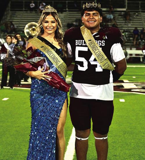 Flatonia also celebrated its homecoming festivities Friday. The Homecoming Queen and King were crowned at the game. They are Kara Croyle and Kevin Ramirez, shown here. Photo by Stephanie Steinhauser