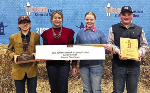 Reserve Champion Team: Tate Fritsch, Adalyn Carrales, Kaisley Janecka, and Abraham McBride.