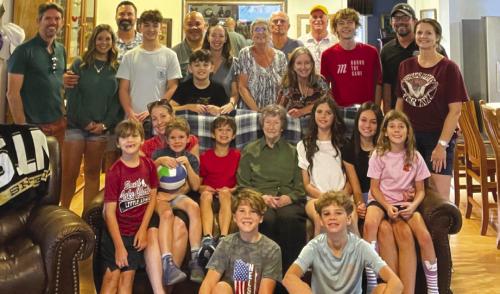 Chlumsky family gathering in Lake Charles with Kathy Chlumsky’s mom, Nelda Lamb.