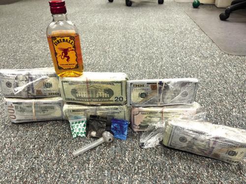 Drugs and money seized during the traffic stop.