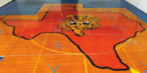 Sections of the wood floor from the Schulenburg Shorthorn Gym.