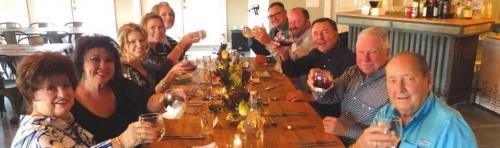 Toasting to success of the pat program were (front to back) Nadine and Leroy Krischke, Elyse and Elgin Kristinik, Tanya and Joe Schindler, Kristin and Ben Herzik, and Nancy and Troy Brenek.