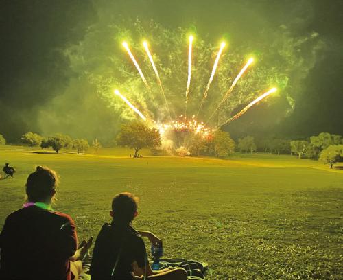 A huge fireworks display lit up the golf course on La Grange Friday night, July 3 as Frisch Auf! Valley Country Club again invited the public to enjoy Independence Day festivities as they have done for years. Prior to the fireworks show there was a sky-diving event that landed on the golf course (see Page B1 for more on that), and also a variety of food and drink vendors and music. Photo by Jeff Wick