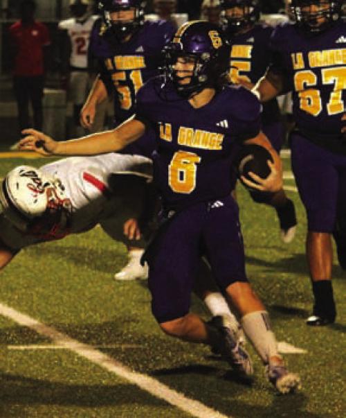 La Grange QB Clayton Cooper ran for two touchdowns and threw for three more in the win over Splendora.