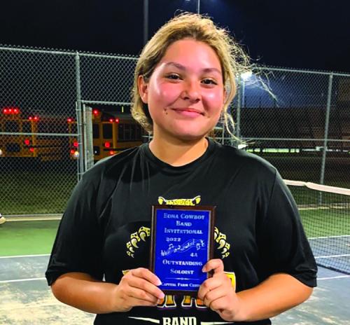 Hailee Martinez, flute, was named outstanding soloist at the Edna Marching Invitational.