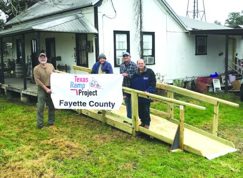 On Jan. 28, Fayette County Texas Ramp Project volunteers built this 22 ft. ramp on FM 2238 in Engle.