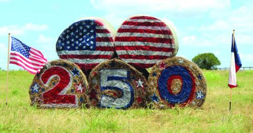 The Jersey Barnyard outside La Grange on Highway 159, often gets in the spirit for various holidays with decorated haybales at their entrance, but they really outdid themselves for July 4 with this set-up. Photo by Jeff Wick