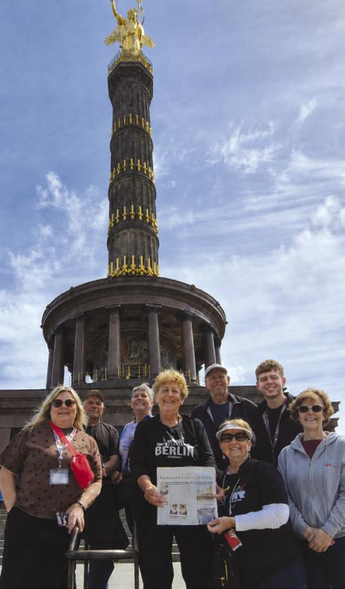 Pictured in front of the Brandenburg Gate from left is: Donnie and Shirley Machicek; Connie (Sokol) Berger; Jean Schimcek; Ronnie, Margaret and Thomas Sokol; and Marilyn Hinze.