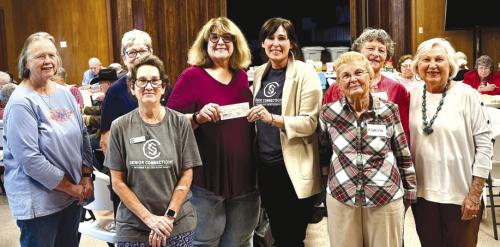 Senior Connections recently received a generous donation from the Weimar Encore Lions Club. Pictured from left to right: Sue Mullens, Lions Service Chair; Linda Heller, Lions Membership Chair; Stephanie Shroyer, Senior Connections Program Director; Denise Koenig, Lions Treasurer; Amanda Kridel, Senior Connections Executive Director; Elvira Koahlic, Lions Charter Member; Janice Collins, Lions Member; Mary Anne Brenner, Lions Secretary.