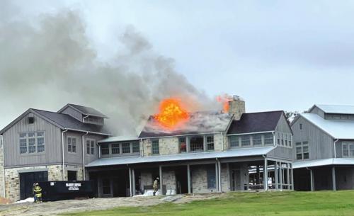 A massive home in the Walhalla area caught fire in a lightning storm on Saturday morning, Dec. 18 Photos courtesy of the Fayette County Sheriff’s Office
