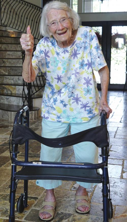 Martha Tauch has inspired several generations of Flatonia and area residents and now encourages factory workers in Ohio, who manufacture walkers. They see her smiling face every day on a poster in the plant as they go about their jobs.