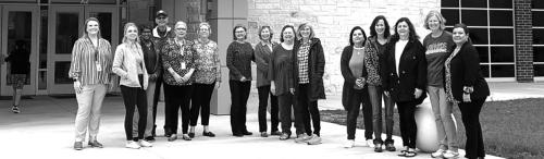 La Grange retired teachers and employees returned to their old campus (though at a very new building) to help open doors Monday for arriving students. From left to right: Regina Walker (current La Grange Elementary principal), Brenda Fischer, Jan Dockery, David Ehler, Sherry Hebert, Kim Joost, Jeanette Booth, Cheryl Holt, Monica Bartosh, Arlene Zapalac, Rita Sulik, Nancy Hakemack, Laurie Janda, Melinda Dunk and Nicole Ramirez (current Director of Special Programs for LGISD).