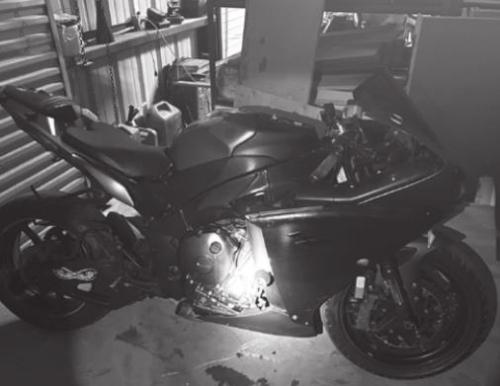 The stolen motorcycle recovered Wednesday.