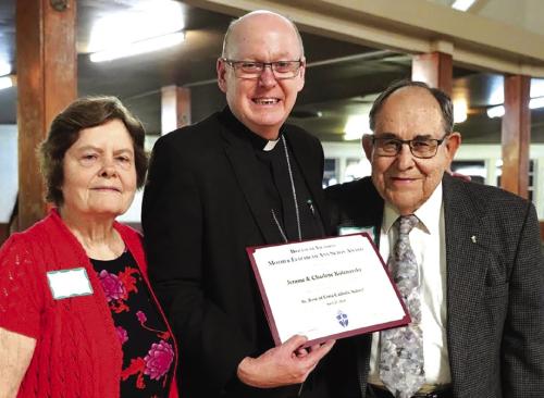Left to Right: Charlene Kolenovsky, Bishop Brendan Cahill, Jerome Kolenovsky.