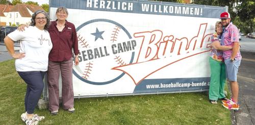 Lora Cherry, Joan Ivy, Penny and Steven McFarlin at the Bunde Baseball Camp in Germany.