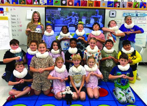 Emily Ayres 6th grade class and Katie Crowley’s 2nd grade class at La Grange Elementary shared their love and curiosity for Shakespeare’s life and work by celebrating what would be his 462nd birthday last week, Thursday April 23. They made Elizabethan collars and party hats for Shakespeare while listening to period music. “Parting is such sweet sorrow,” Ayres, quoting Shakespeare, said at the culmination of the party.