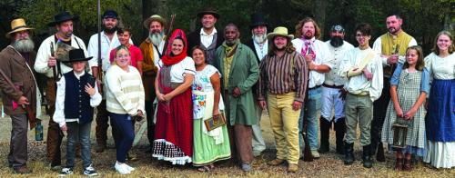 The entire cast of Friday and Saturday’s performances. Left to right, front row: Clayton Green, Catherine Sanchez, Jasmina Kocurek, Rita Kocurek, Gregory Rhodes, Austin Williams, Jude Lira, Addie Nichols. Back row: Taylor Hendrix, Eric Green, Curtis Bradbury, Daniel Walker, Khalil Coltrain, Jeff Wick, Stephen Rumbaugh, Brandon Theut, Anthony Lira, Cameron Nichols, Eden Nichols. Not pictured: Deanna Green. The scenes were directed by Melanie Lira.