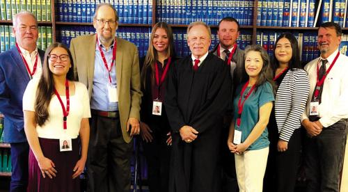 From left to right we welcome Jim Barringer (Bastrop), Judit Castillo (Elgin), Bill Laubenberg (Elgin), Morgan Heine (Elgin), Gage Counts (Bastrop), Alma Villareal (Flatonia), Johana Cardenas (Bastrop), and Howard Griffith (Bastrop).