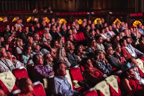 Attendees watching a movie at last year’s Round Top Film Festival.