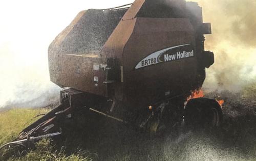 Hay Baler Catches Fire