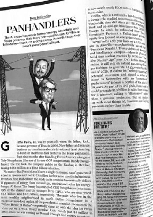 The Forbes magazine article featuring Rick Perry.