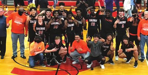 The Shorthorns pose after their last second victory over Weimar Saturday in Columbus.