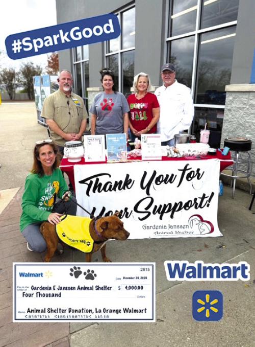 Bottom from left: Antoinette Joplin, GJAS volunteer with Hazelnut (available for adoption), Kevin Ickles, Walmart Store Manager, Teresa Brown, GJAS Executive Director, Cindy Klosel – GJAS Board Director, Frank Reichert – GJAS Board President.