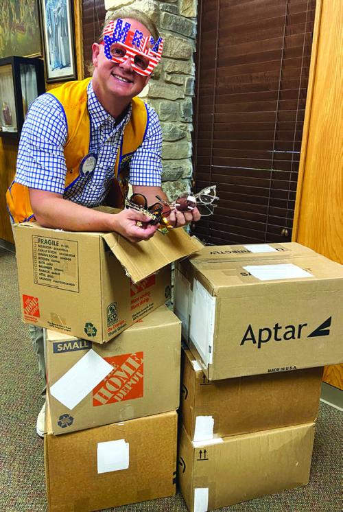 Residents interested in donating glasses can find drop-off locations at local libraries, businesses and the Fayette County Courthouse. Lion David Wagner (pictured), collected the donated glasses recently.