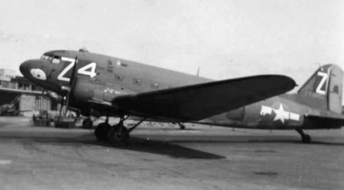 A World War II-era Douglas C-47 Skytrain, the military version of the DC-3 airliner. Photo courtesy of the Fayette Heritage Museum &amp; Archives