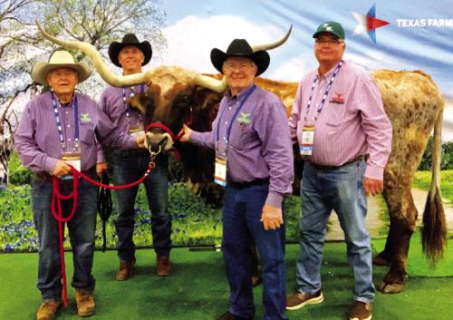 Left to right: Ralph Fisher, Swiss Alp/Ammannsville/Dubina Farm Bureau; Gary Vaugh, from Crosby, Texas; Mike Dittrich, Swiss Alp/Amm/Dub F.B.; and Alan Kominski, former Texas State Farm Bureau Director from Sealy at the American Farm Bureau convention Jan 25-27, 2025, at the H.B. Gonzales Convention Center in San Antonio.