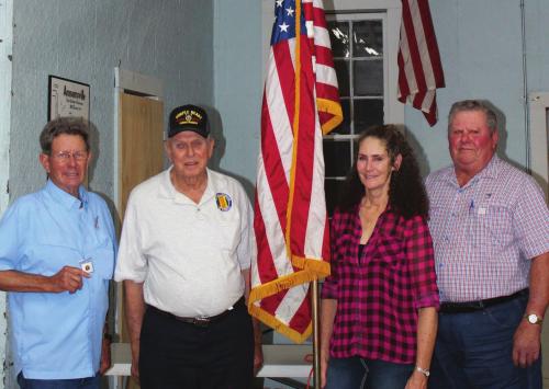Vietnam Veterans of America Chapter 870 presented 20-year pins to the chapter’s charter members. Pictured (from left) are Eugene Krupala, Larry Osina, Diane Roeder in memory of her late husband Allen Roeder and Daniel Kutac.