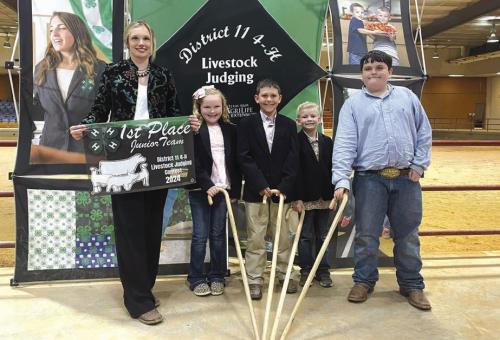 Champion Junior Team: District 11 4-H Officer, Abigale McBride, Hudson Holub, Joe Carrales, and Rilan Karisch.