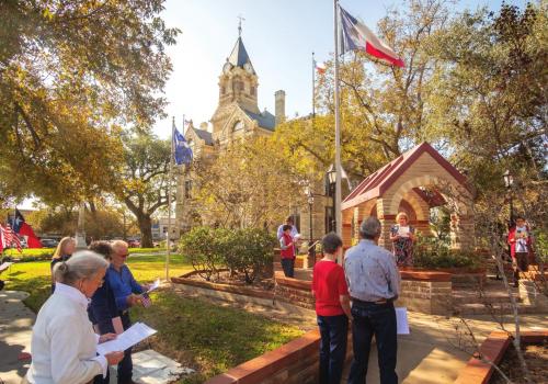 The Smith-McMillan Chapter of the Daughters of the American Revolution held a Veterans Day service at the Fayette County Veterans Monument on the Courthouse lawn Wednesday, Nov. 11.